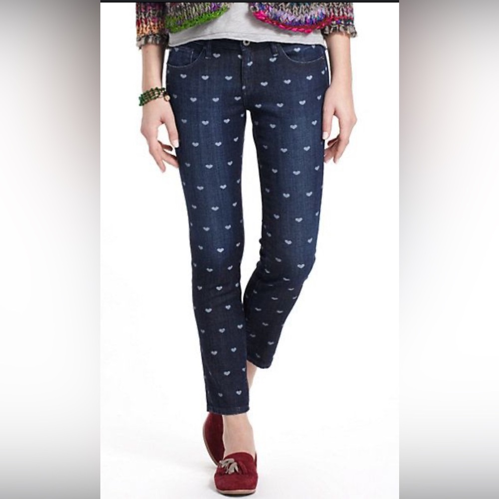 Anthro AG Heart Print Ankle Jeans